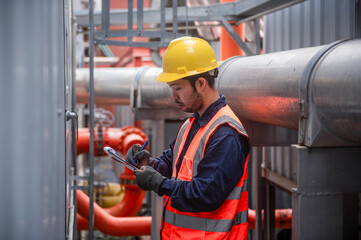 A petrochemical engineer is inspecting the piping system of an oil refinery to ensure compliance...