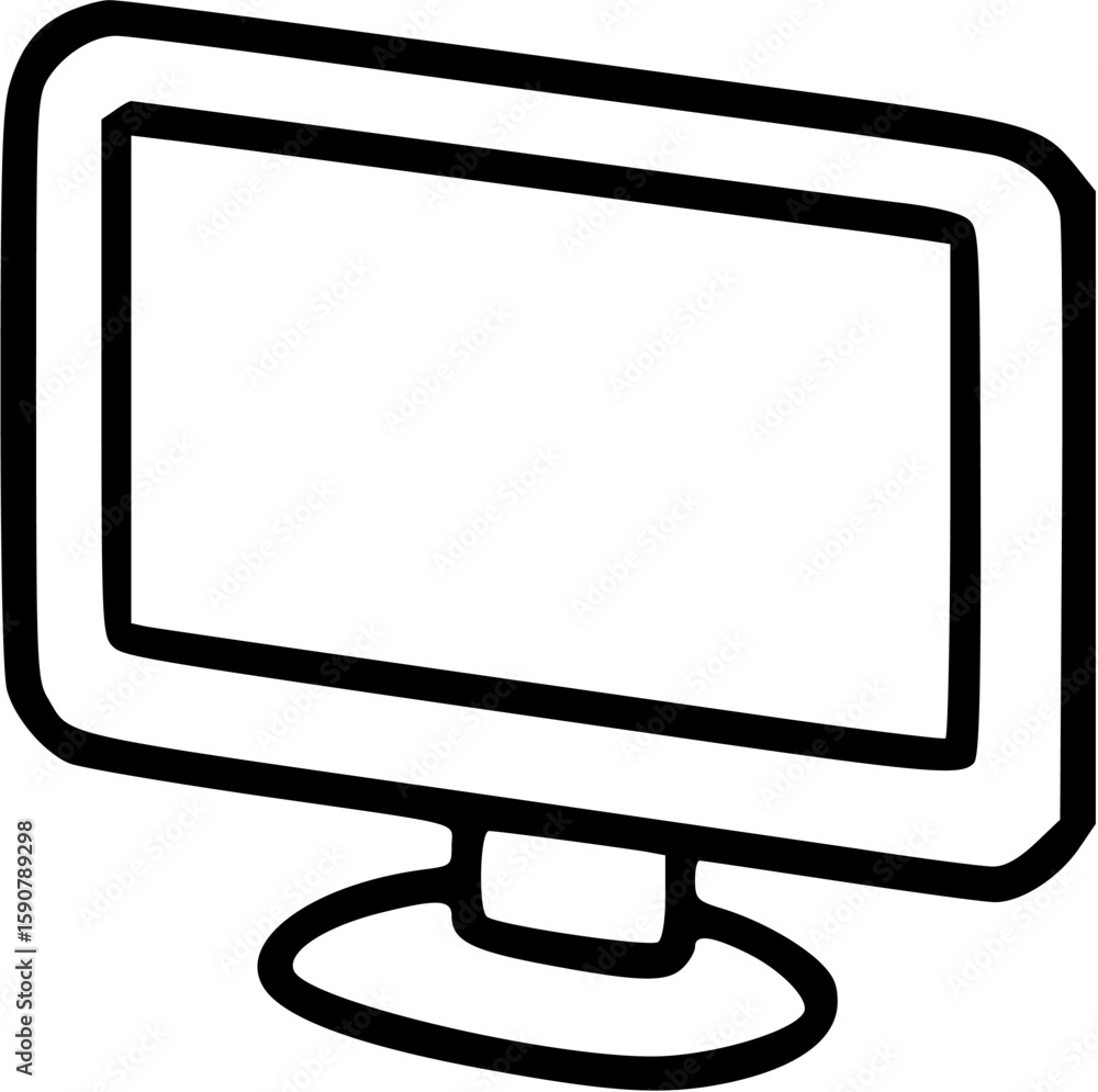 Poster simple line drawing of a computer monitor.