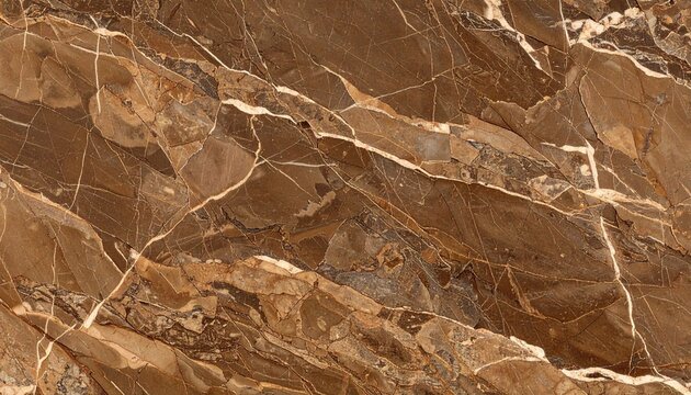 Rich brown marble surface with dynamic white and beige veining