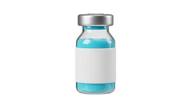 Vaccine vial with blue liquid for medical treatment and healthcare research 
