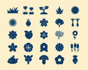 Spring icons set. Glyph icon concept. Simple flat vector icon packs.