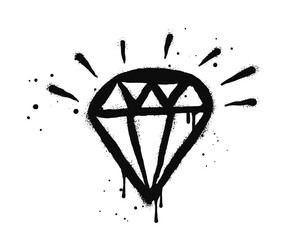 Spray painted graffiti diamond sign in black over white. Diamond drip symbol. isolated on white background. vector illustration © Receh Lancar Jaya