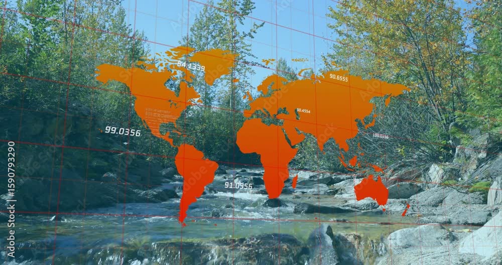 Poster flowing creek causing orange map graphic fading and red grid labels appearing for data view