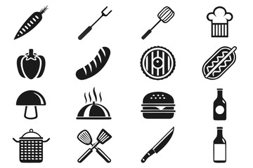 Food and kitchen icons cooking carrot