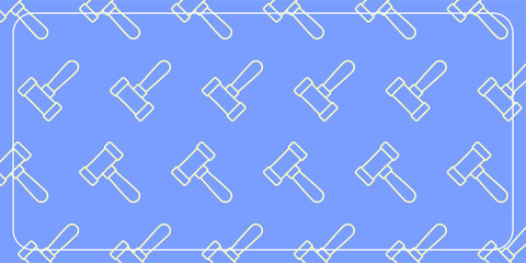 Blue background with a seamless hammer pattern and line icons. Design for banners, posters, and social media.