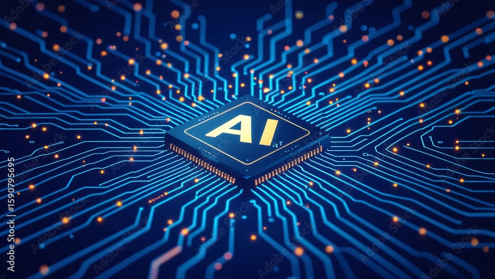 Poster ai core: a high-tech macro close-up of an ai core chip, a symbol of innovation in the world of techn