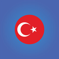 Turkish National Symbol Red Flag with White Crescent and Star with a gradient background