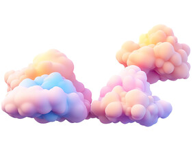 Abstract 3D render of pastel-colored, puffy shapes
