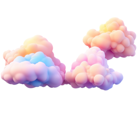 Abstract 3D render of pastel-colored, puffy shapes