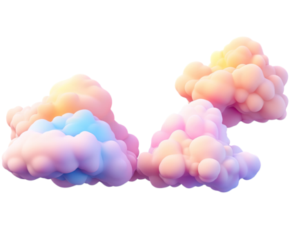 Abstract 3D render of pastel-colored, puffy shapes