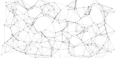 Abstract network connection diagram illustrating interconnectivity and data flow in a digital landscape geometric design elements on white background