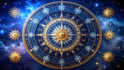 Obraz premium Celestial Compass in a Starry Night Sky