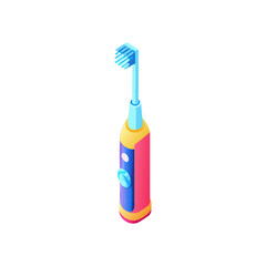 Colorful electric toothbrush for oral hygiene and dental care concept. Stomatology vector icon for clinic, app, website