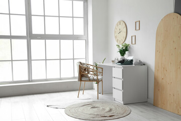 Interior of author's office with vintage typewriter on table