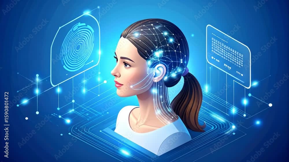 Poster futuristic technology: exploring artificial intelligence with biometric data integration