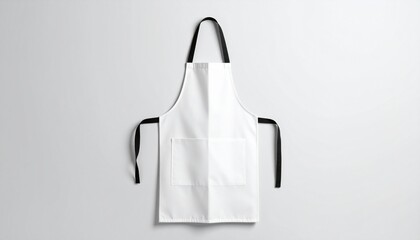 Pristine White Apron with Black Straps: Minimalist Culinary Mockup