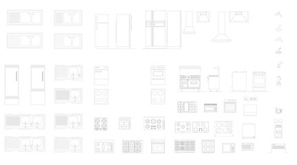 Vector Kitchen Equipment Blocks for AutoCAD &ndash; Top View and Elevation Layouts