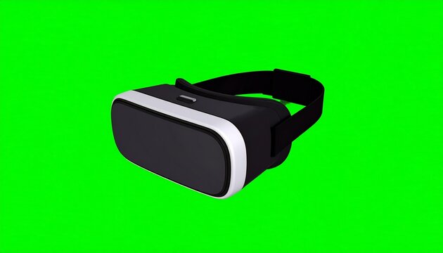 Black and White Virtual Reality Headset on Green Screen