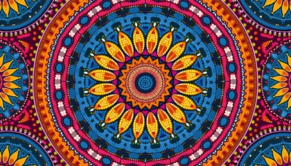 Fototapeta premium Circular Symmetry in Folk-Inspired Ethnic Textiles