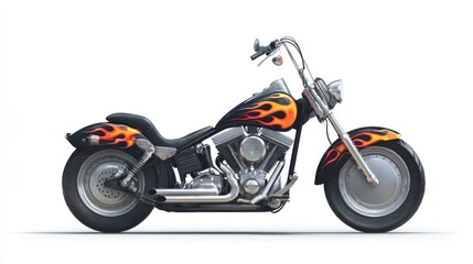 Chrome motorcycle with flames