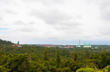 The Al Faruq Grand Mosque, seen from a distance with the surrounding government center, is the largest mosque in Sangatta, East Kutai Regency, East Kalimantan, and is also an Islamic center.
