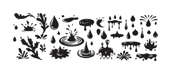 Ink Splash Vector Icons Set , Abstract Liquid Blot Design Elements, Dripping Paint Icons, Vertical Ink Drop icon Set, vector illustration eps 10.
