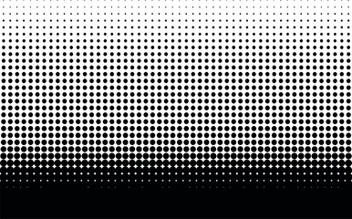 Black and white halftone pattern with circles gradually decreasing in size silhouette