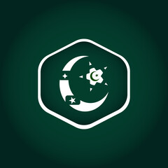 "Islamic Crescent and Star Emblem with Pakistani Flag 