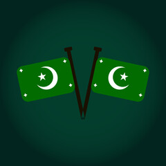 Crossed Pakistan Flags Vector National Symbol Art for Independence day