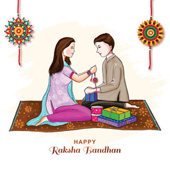 Brother and sister for happy raksha bandhan festival card background