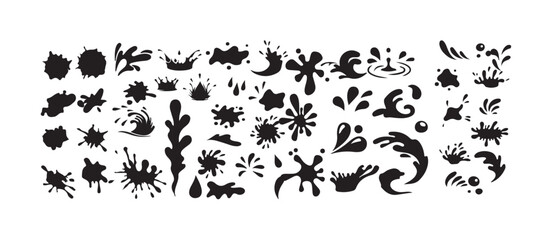 Water Splash & Drop Icon Pack  Minimal Liquid Vector Elements, Bold Splash Shapes and Water Drop Icons, vector illustration eps 10.