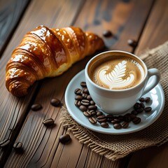 cup of coffee and croissant