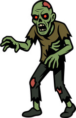 illustration zombie ghost scary spooky cute cartoon halloween horror icon vector sticker character AI Generate	