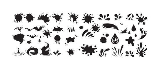 Ink Splash Vector Icons Set , Abstract Liquid Blot Design Elements, Dripping Paint Icons, Vertical Ink Drop icon Set, vector illustration eps 10.