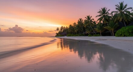 Tropical Beach Sunset After Rain in the Maldives