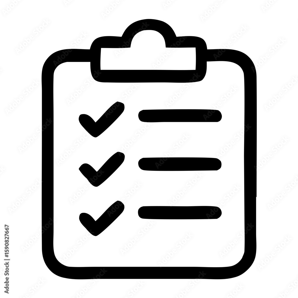 Poster simple outline clipboard checklist task management sign shape icon symbol