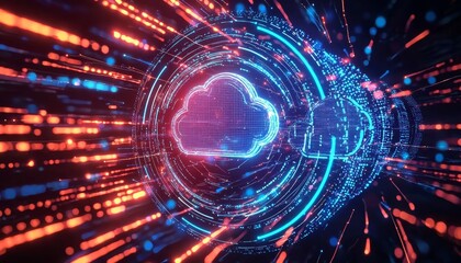 Obraz premium Visual representation of network infrastructure and cybersecurity advancements.