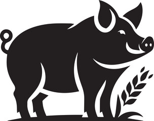 Obraz premium pig logo vector illustration, pig vector icon, pig silhouette vector full body