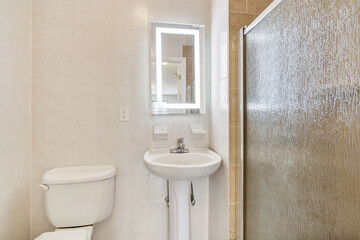Bathroom with modern fixtures elegant design