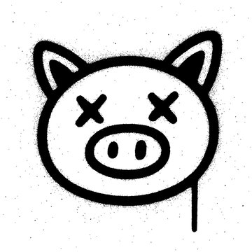 Graffiti style dead pig head illustration