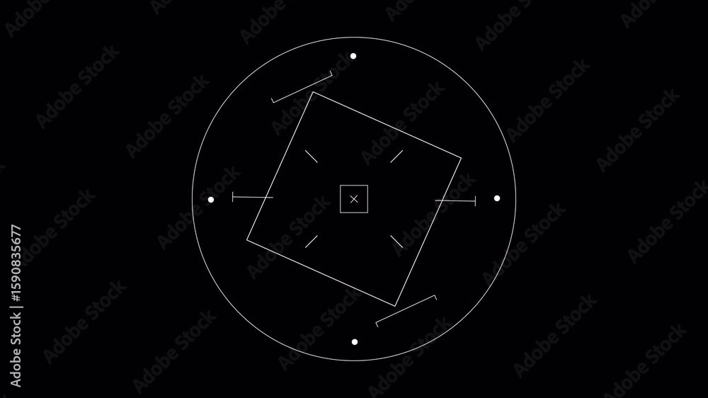 Poster abstract geometric animation with white lines and shapes on black background