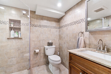 Bathroom with modern fixtures elegant design