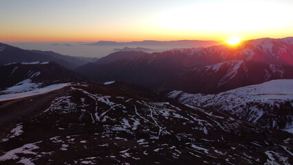Sunrise over the Andes Mountains with Low Snowfall Conditions