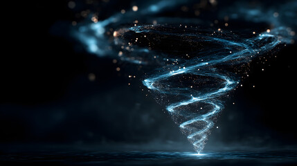 Futuristic Spiral Data Tower Floating in Digital Space