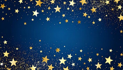 Gold stars and glitter on a dark blue background