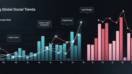 Social Trends Animated Chart of Evolving Global Social Trends and Digital Lifestyle Data Visualization - Powered by Adobe