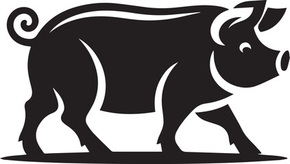Obraz premium pig logo vector illustration, pig vector icon, pig silhouette vector full body