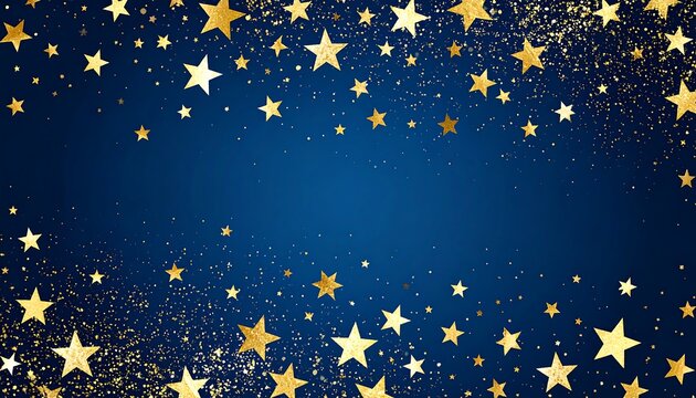 Gold stars and glitter on a dark blue background - Powered by Adobe