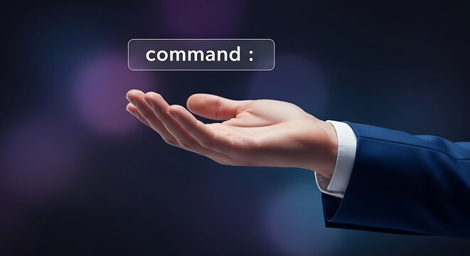 Open hand receiving command prompt open palm