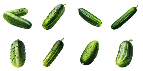 Multiple vector illustrations of delicately drawn cucumbers

